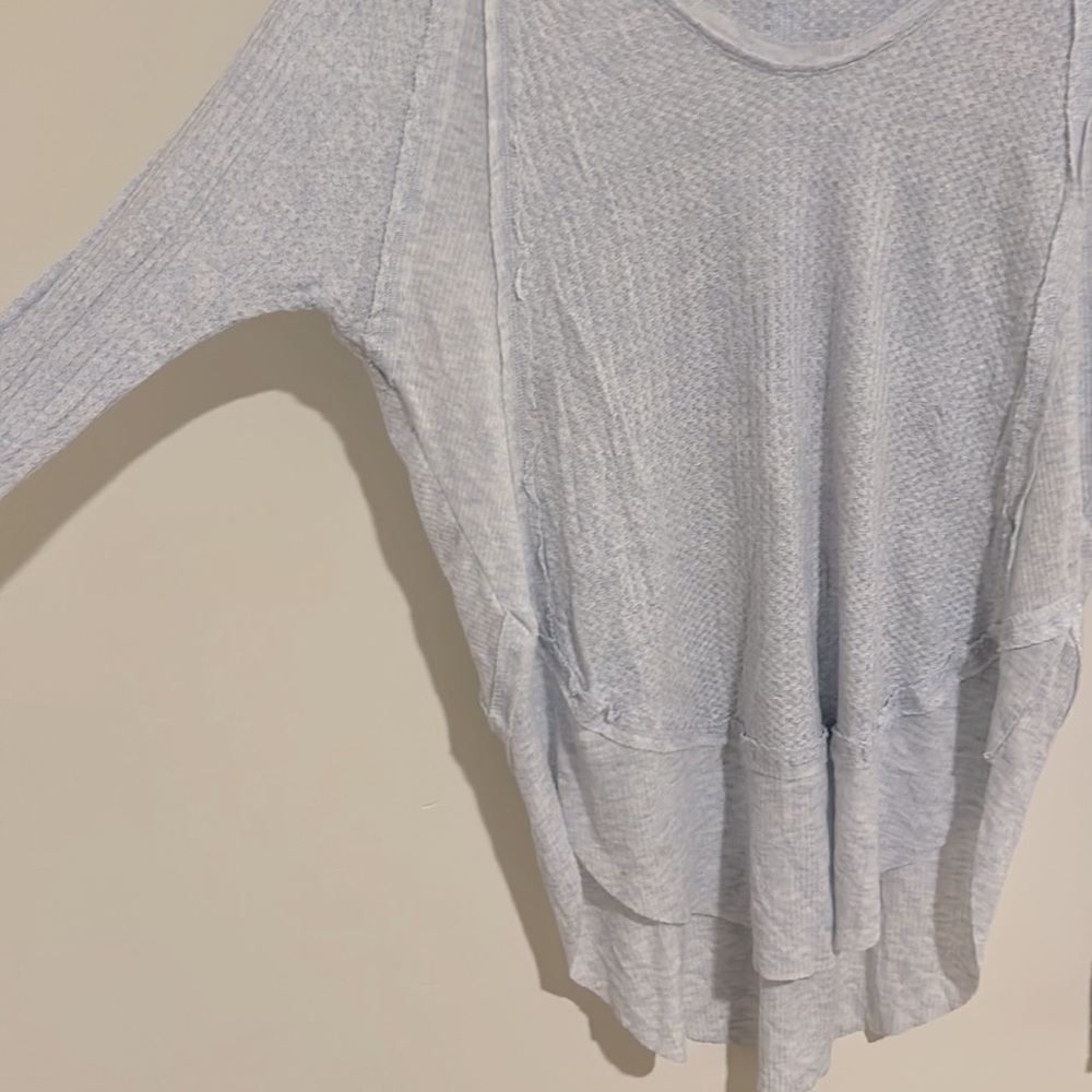 We The Free Catalina Pastel Blue Tunic Thermal Waffle Knit Long Sleeve - Picture 4 of 8